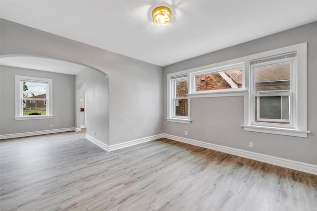 empty room with light wood-type flooring