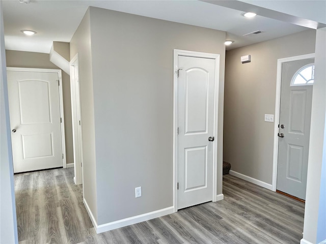 entryway with light wood-type flooring