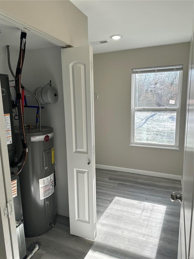 utility room with electric water heater