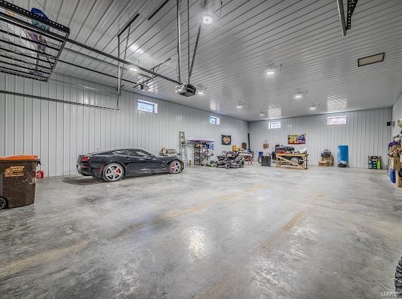 garage with a garage door opener