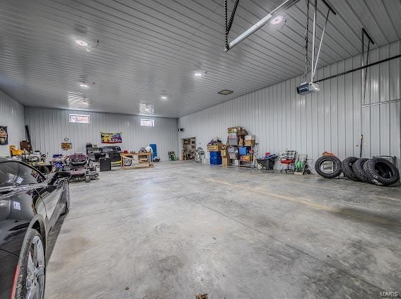 garage with a garage door opener