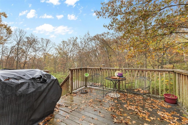 wooden terrace with grilling area