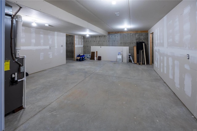 basement with heating unit