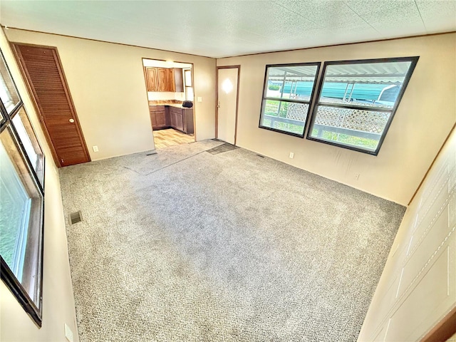 unfurnished bedroom with a closet, light colored carpet, and ensuite bath