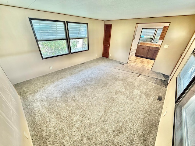 spare room featuring light colored carpet