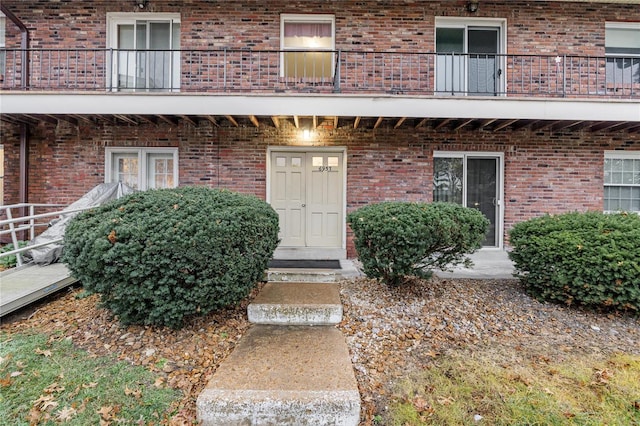 doorway to property with a balcony