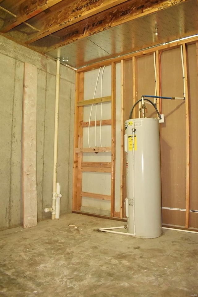 basement with water heater