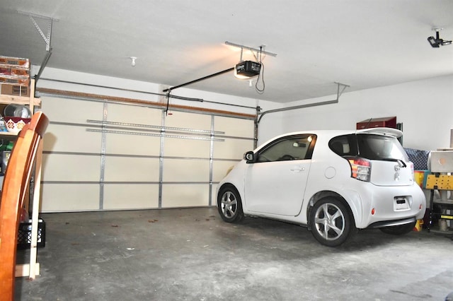 garage with a garage door opener