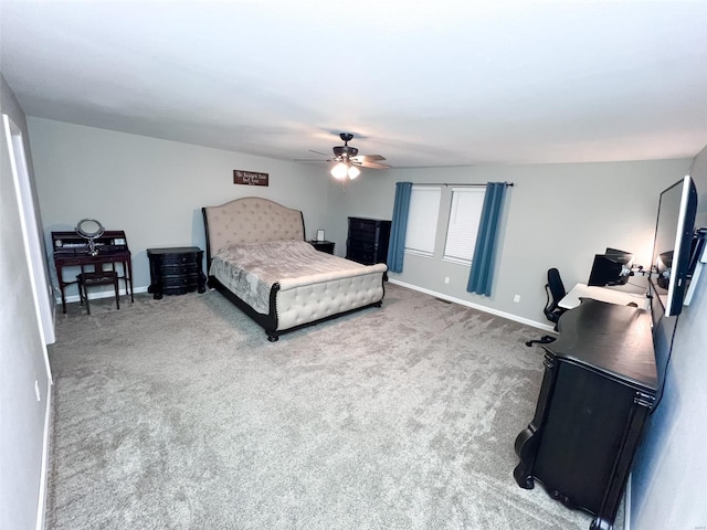 bedroom featuring carpet and ceiling fan