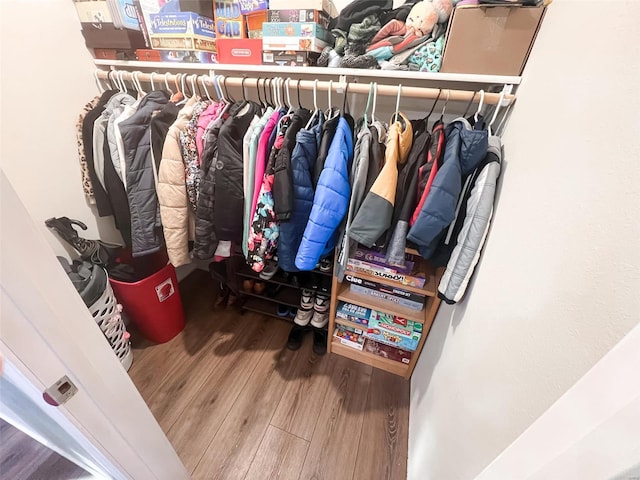 spacious closet featuring hardwood / wood-style flooring