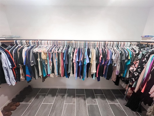 walk in closet featuring dark hardwood / wood-style flooring