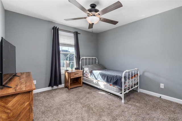 bedroom with carpet flooring and ceiling fan