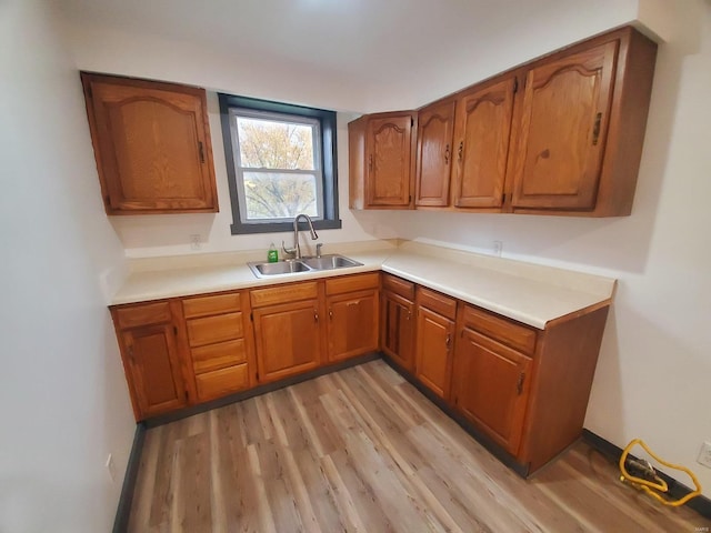 kitchen featuring light wood-type flooring and sink