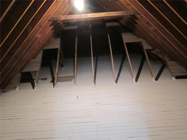 view of unfinished attic