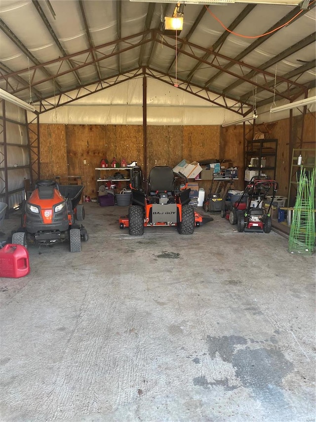 garage with a garage door opener