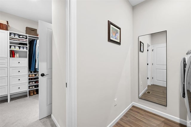 hall featuring wood-type flooring