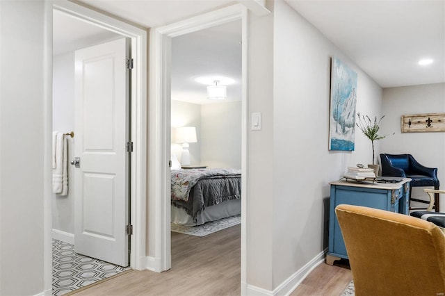 hall featuring light wood-type flooring