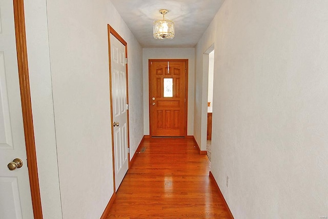 doorway with light hardwood / wood-style floors