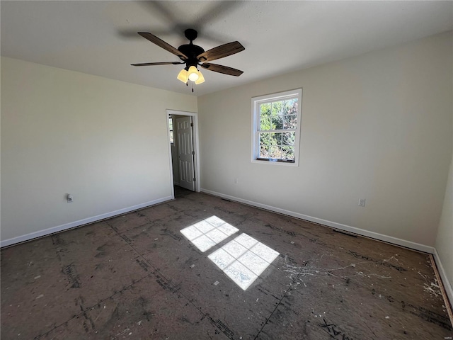 spare room featuring ceiling fan