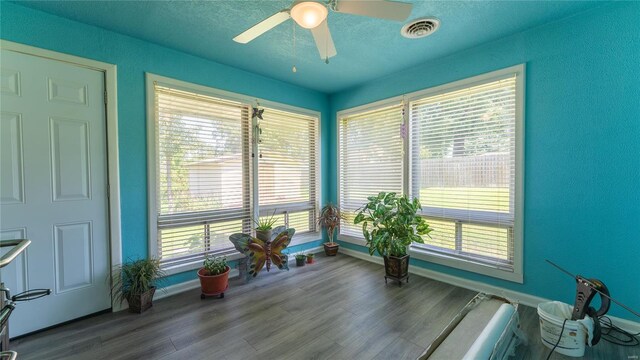 interior space featuring plenty of natural light and ceiling fan