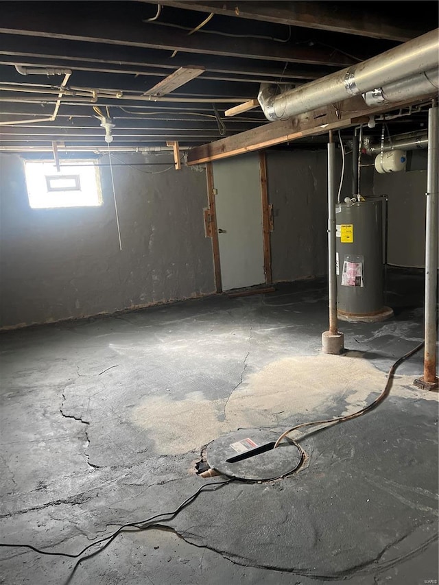 basement with electric water heater