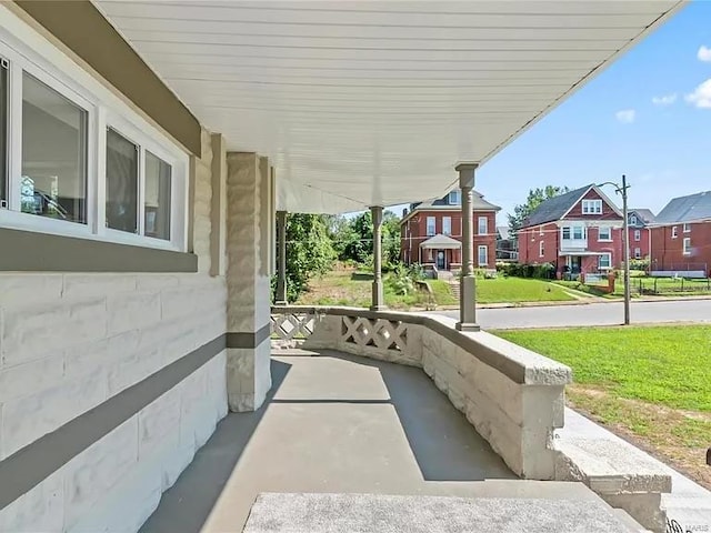 view of patio featuring a porch