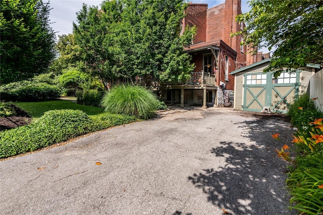 exterior space featuring a garage