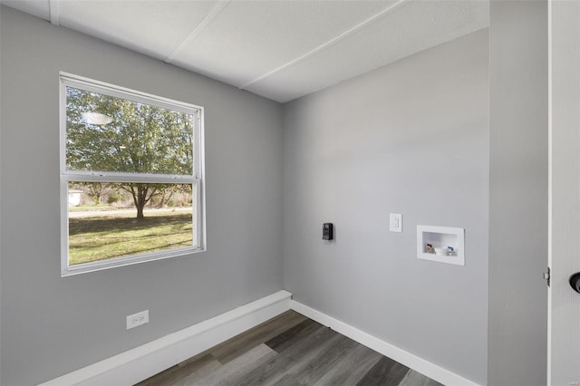 laundry area featuring washer hookup, dark hardwood / wood-style floors, and plenty of natural light