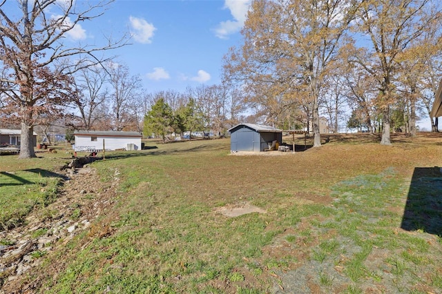 view of yard featuring an outdoor structure