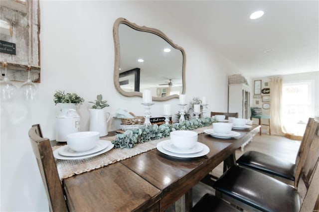 dining area featuring ceiling fan