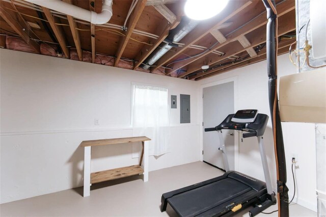 exercise room with electric panel