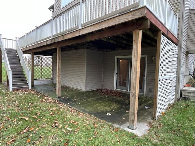 exterior space featuring a wooden deck