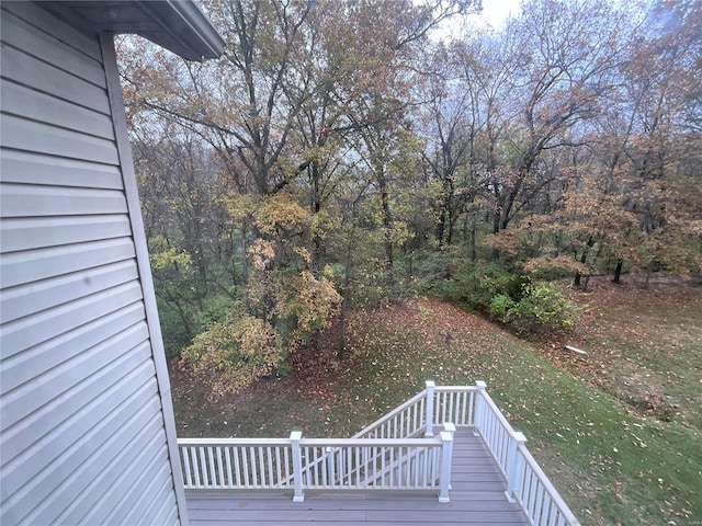 view of yard with a wooden deck