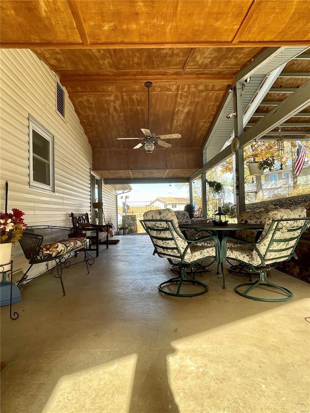 view of patio / terrace featuring ceiling fan