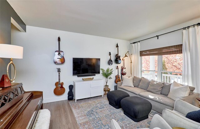 living room with hardwood / wood-style floors