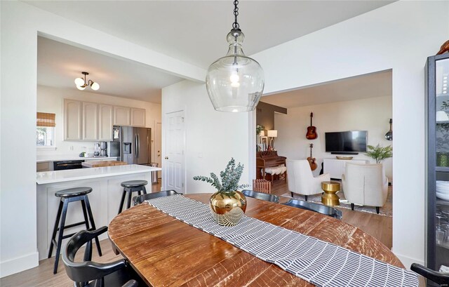 dining area featuring light hardwood / wood-style floors