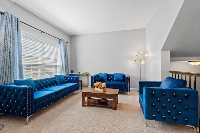 living room featuring carpet floors