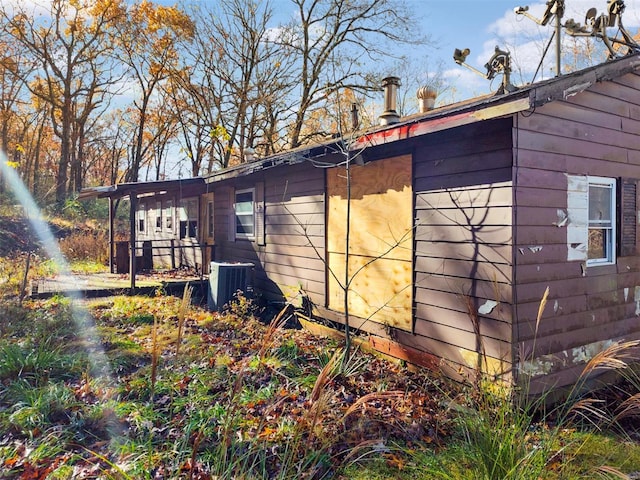 view of property exterior with central air condition unit