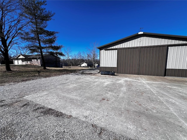 exterior space with a garage