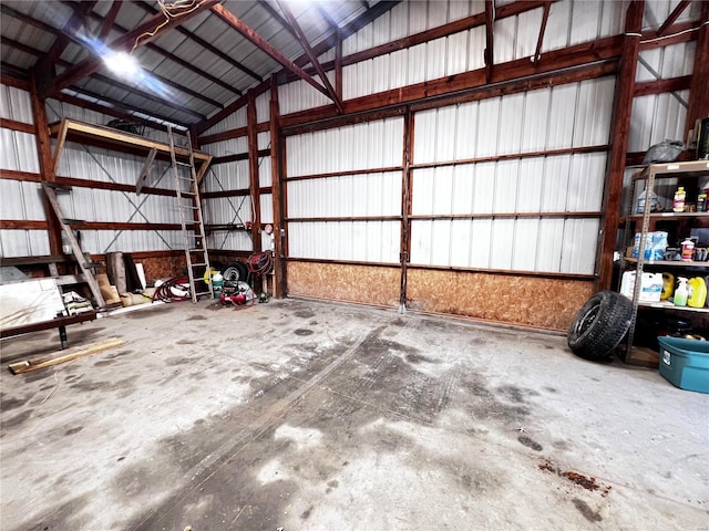 garage featuring metal wall