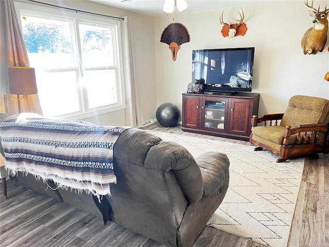 living area with light wood finished floors