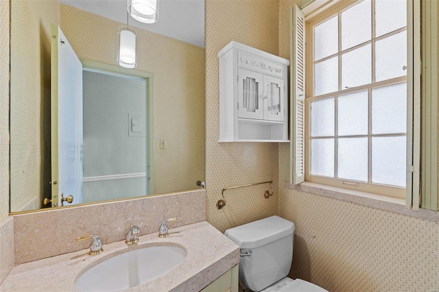 bathroom with vanity and toilet