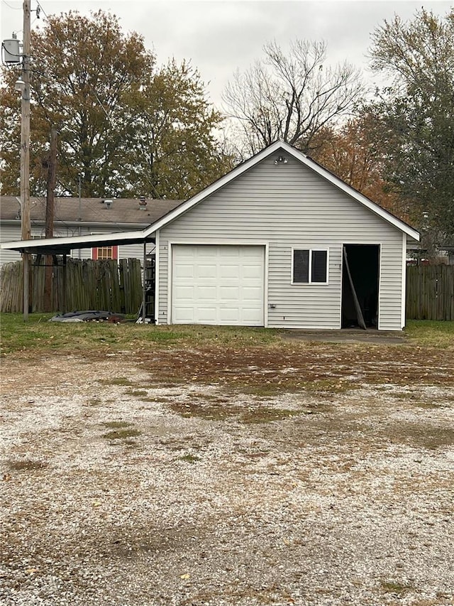 view of garage