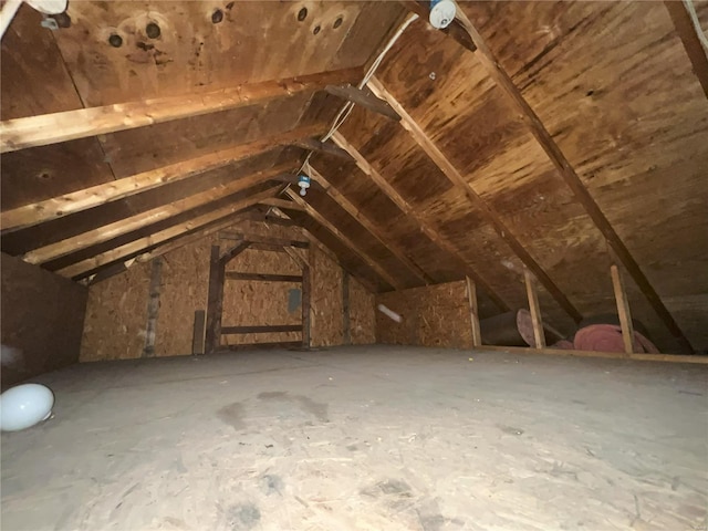 view of unfinished attic