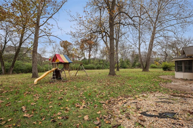 view of yard featuring a playground