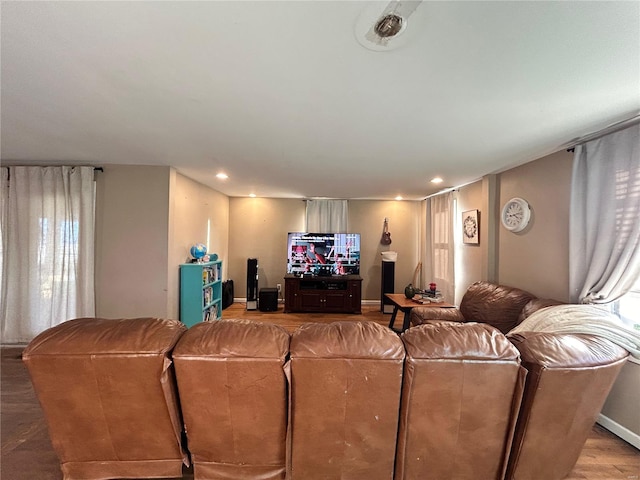 living room with hardwood / wood-style floors