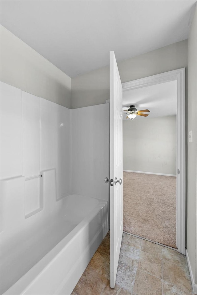 bathroom with ceiling fan