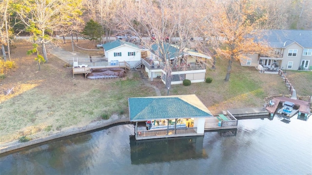 bird's eye view featuring a water view