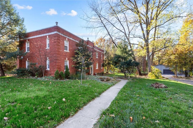 view of property exterior with a yard