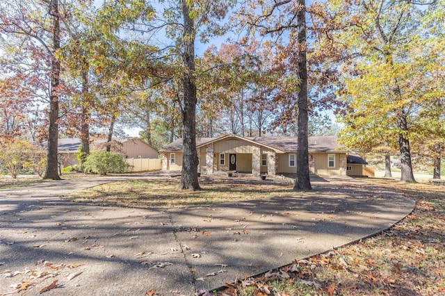 view of single story home